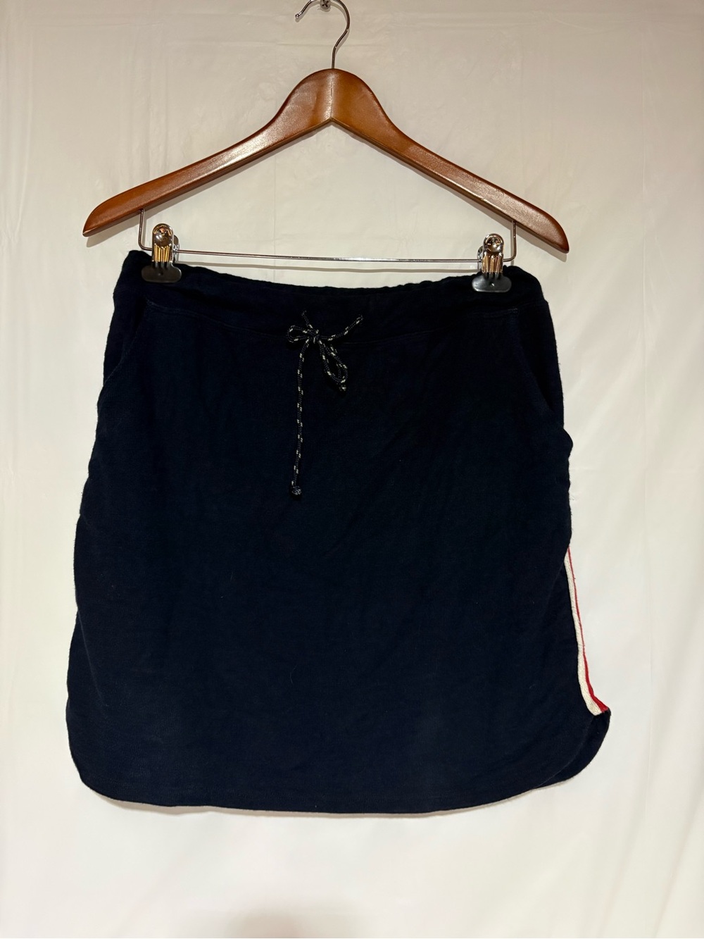 Sundry Black / navy Mini Skirt with Red & White Side Stripe